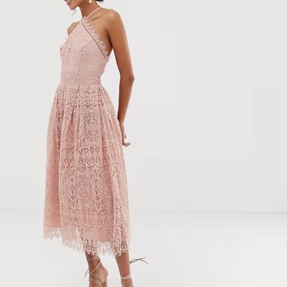 ASOS Dresses & Skirts - New ASOS DESIGN Tall Lace Midi Dress with Pinny Bodice   P630